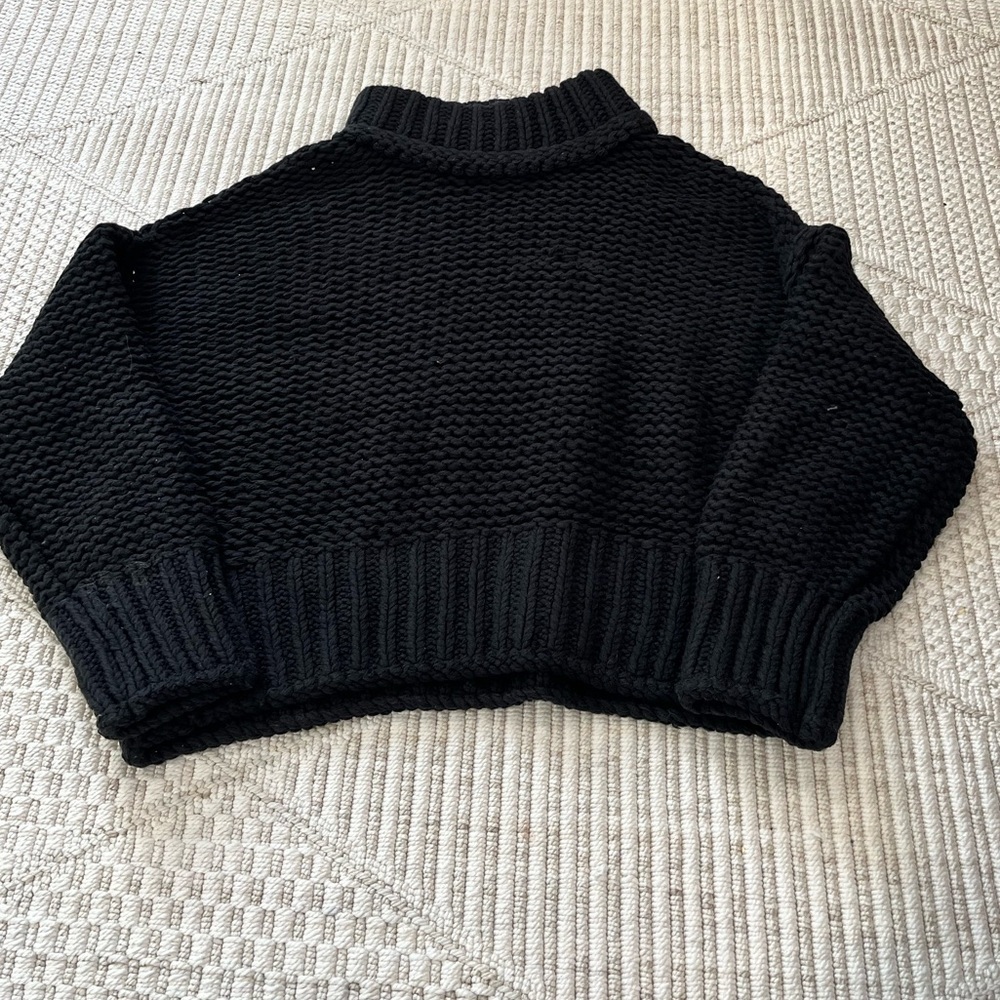 Free People My Only Sunshine Chunky Knit Mock Neck Sweater in Black - Picture 2 of 5